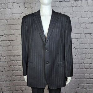 Ermengildo Zegna Grey Striped Two Button Blazer, Men's 44R